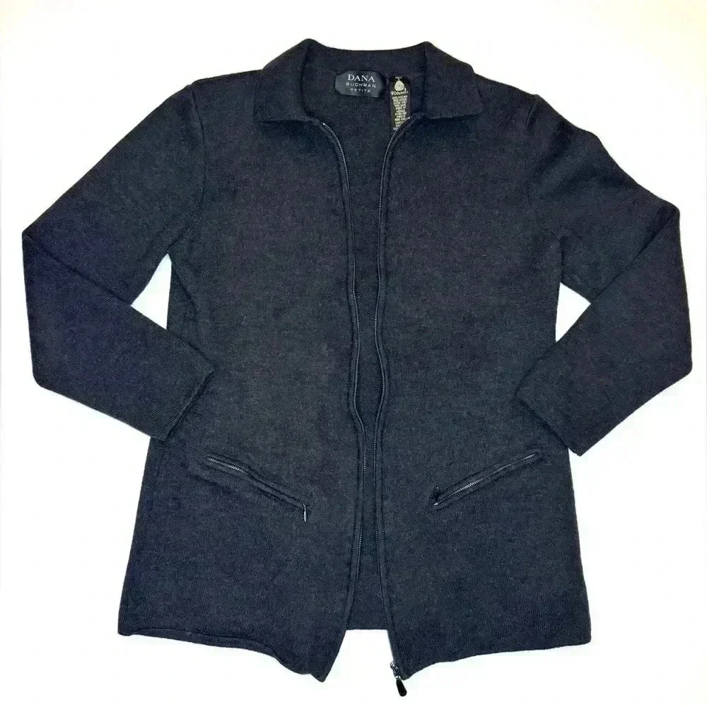 Dana Buchman Women’s 100 % Pure New Merino Wool Zip Up Sweater Size- Small